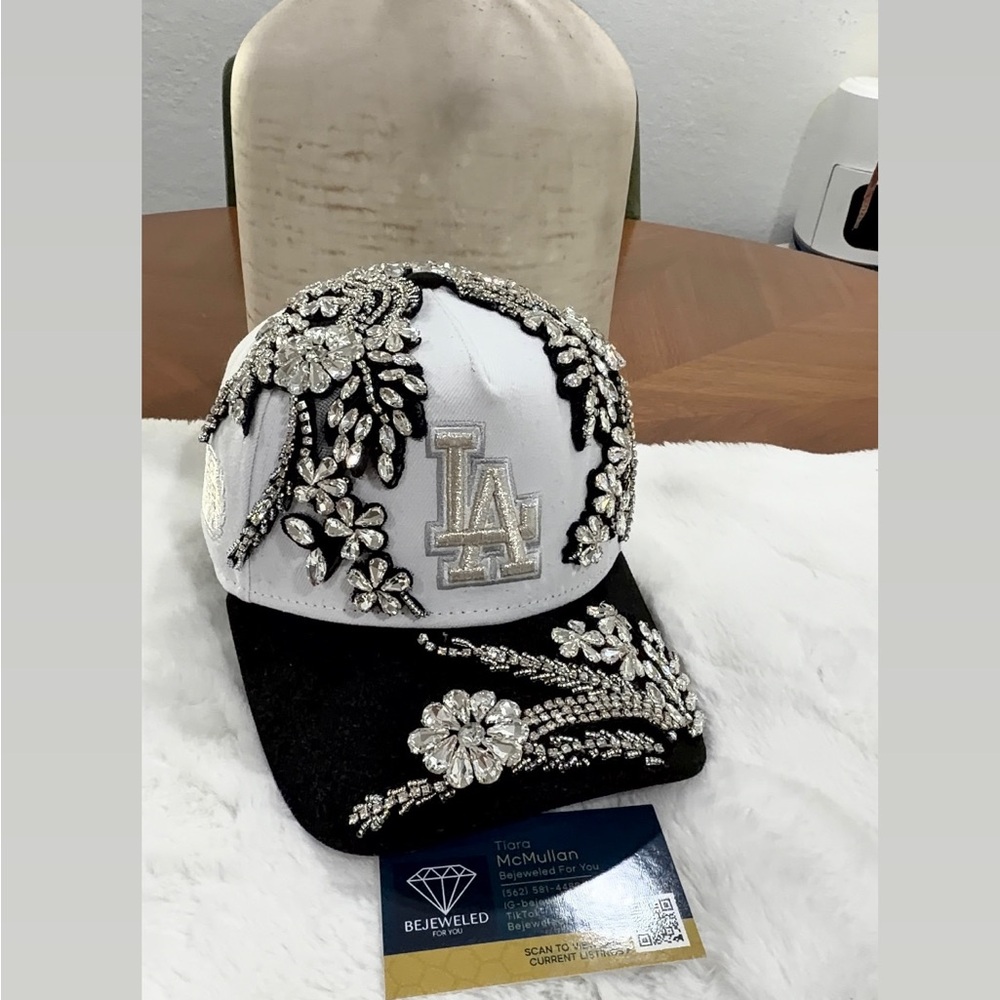 New Era Black and White Embellished Hat